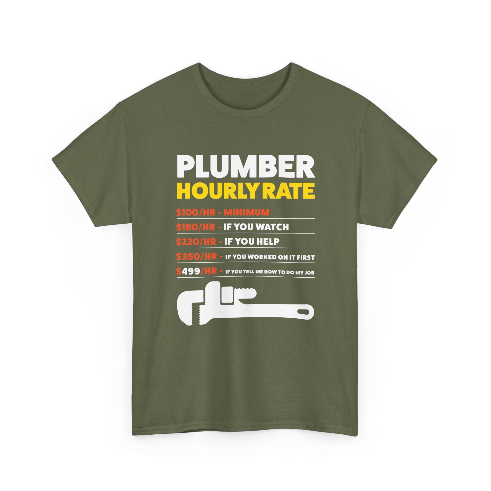 Plumber Hourly Rate T-Shirt – Gildan 5000